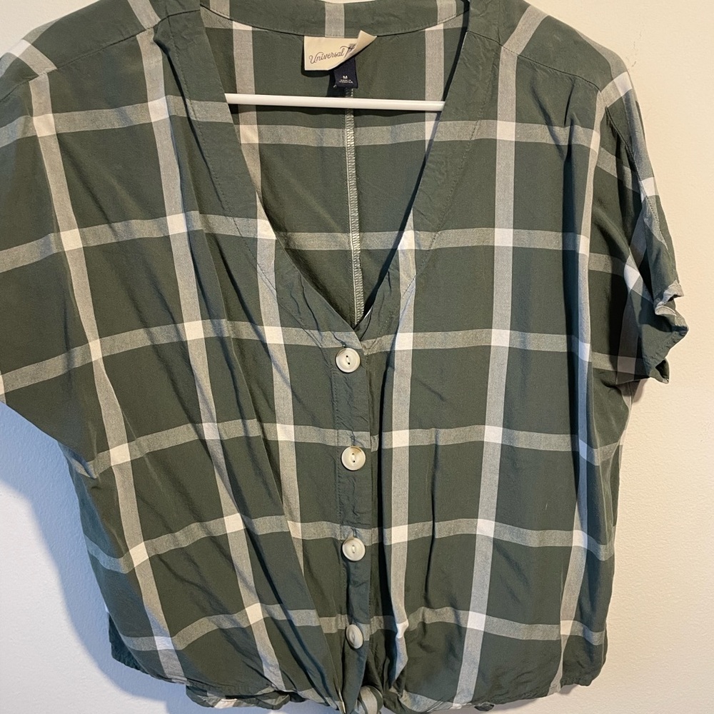 Green and white tied shirt from target!